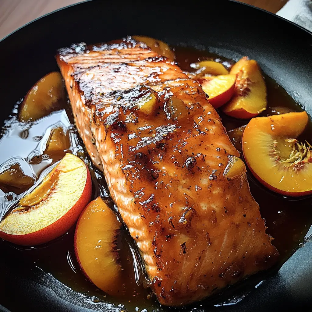 Bourbon Peach Roasted Salmon 4 Servings Easy Delicious