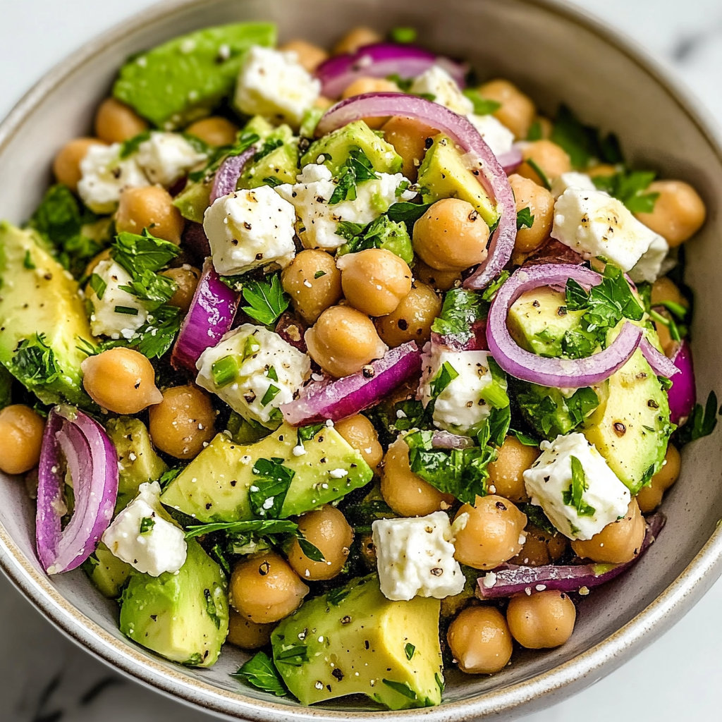 Chickpea Feta Avocado Salad 6 Ingredients Perfect Delicious
