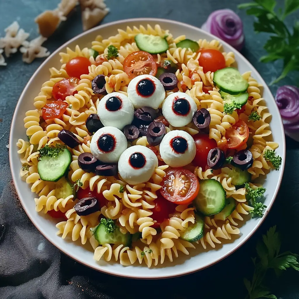Creepy Eyeball Pasta Salad 7 Ingredients Ultimate Delicious