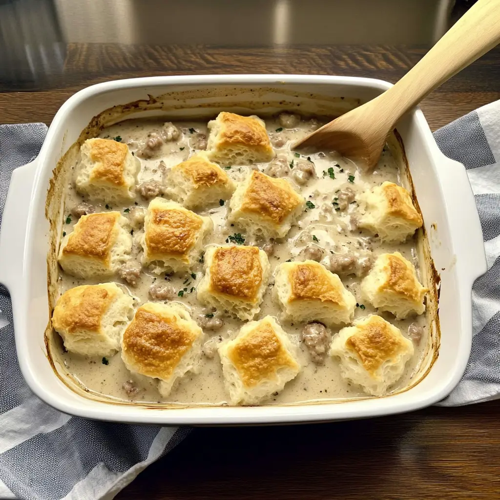 Easy Biscuits and Gravy Casserole 30 Minutes Amazing