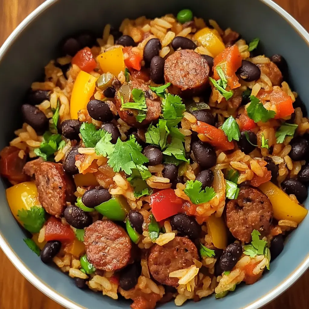 Hearty Black Beans and Rice with Sausage - 7 Ingredients Awesome Delicious