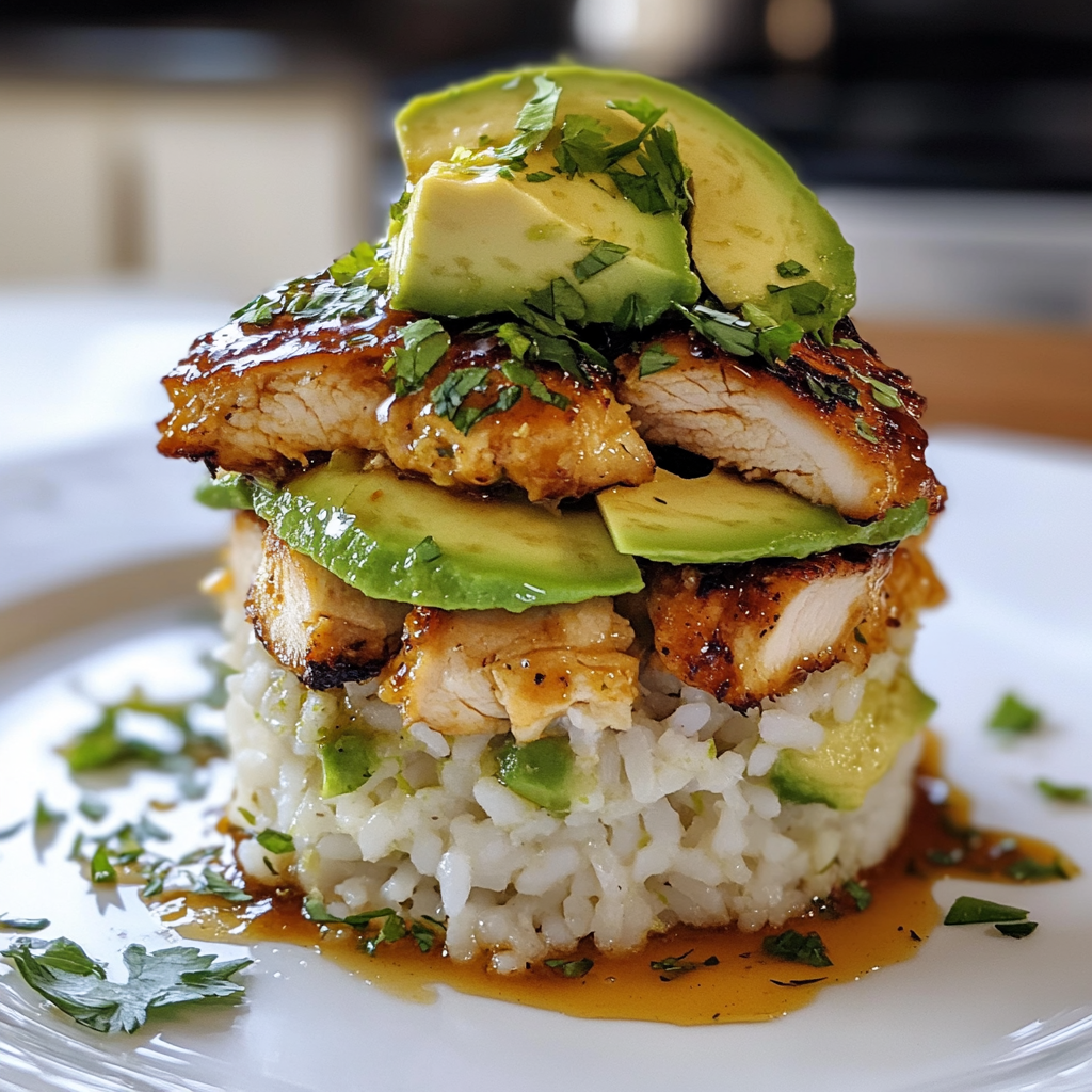 Honey Lime Chicken and Avocado Rice Stack 30 Minutes Easy Delicious