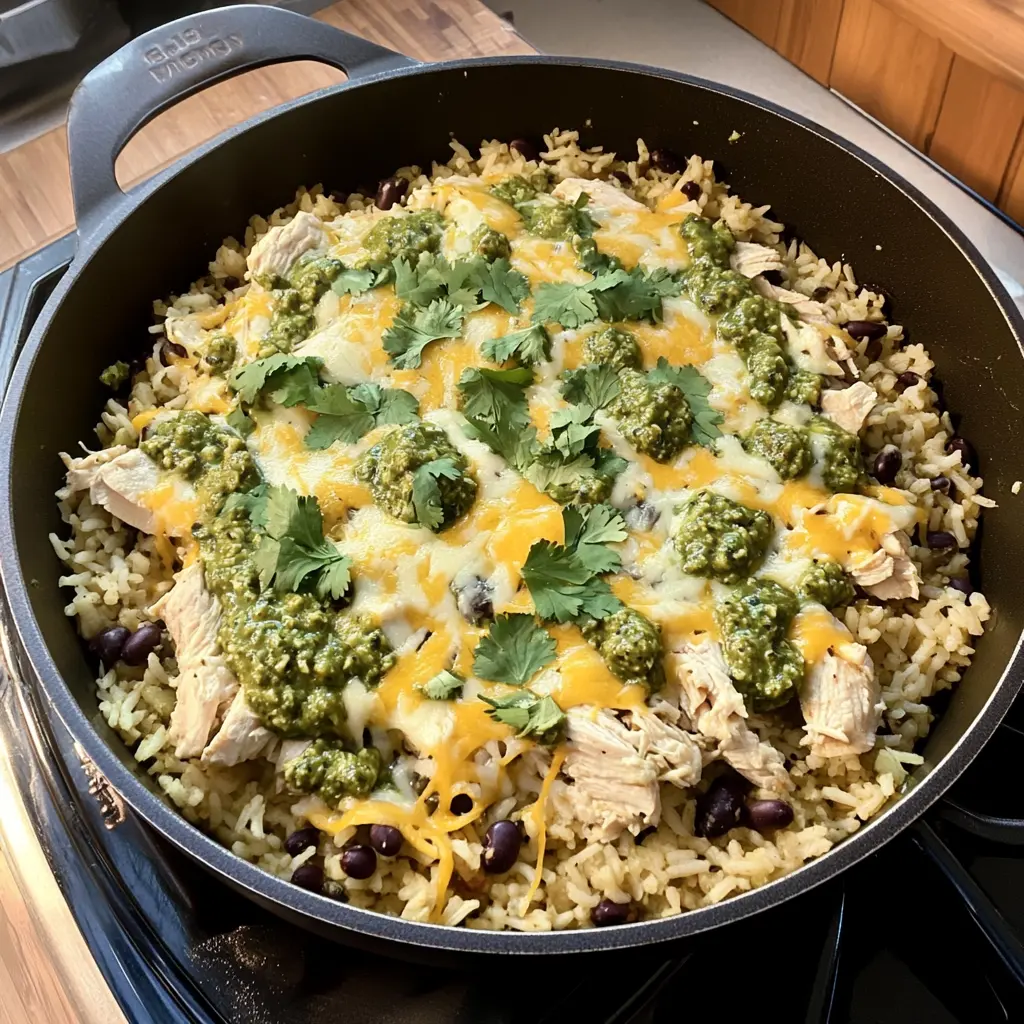 Salsa Verde Chicken and Rice Skillet 30 Minutes Easy Delicious