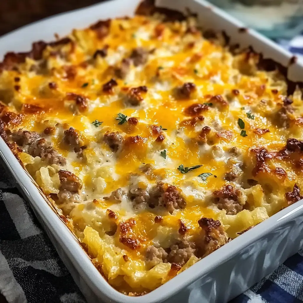 Sausage Hash Brown Breakfast Casserole 7 Ingredients Easy Delicious