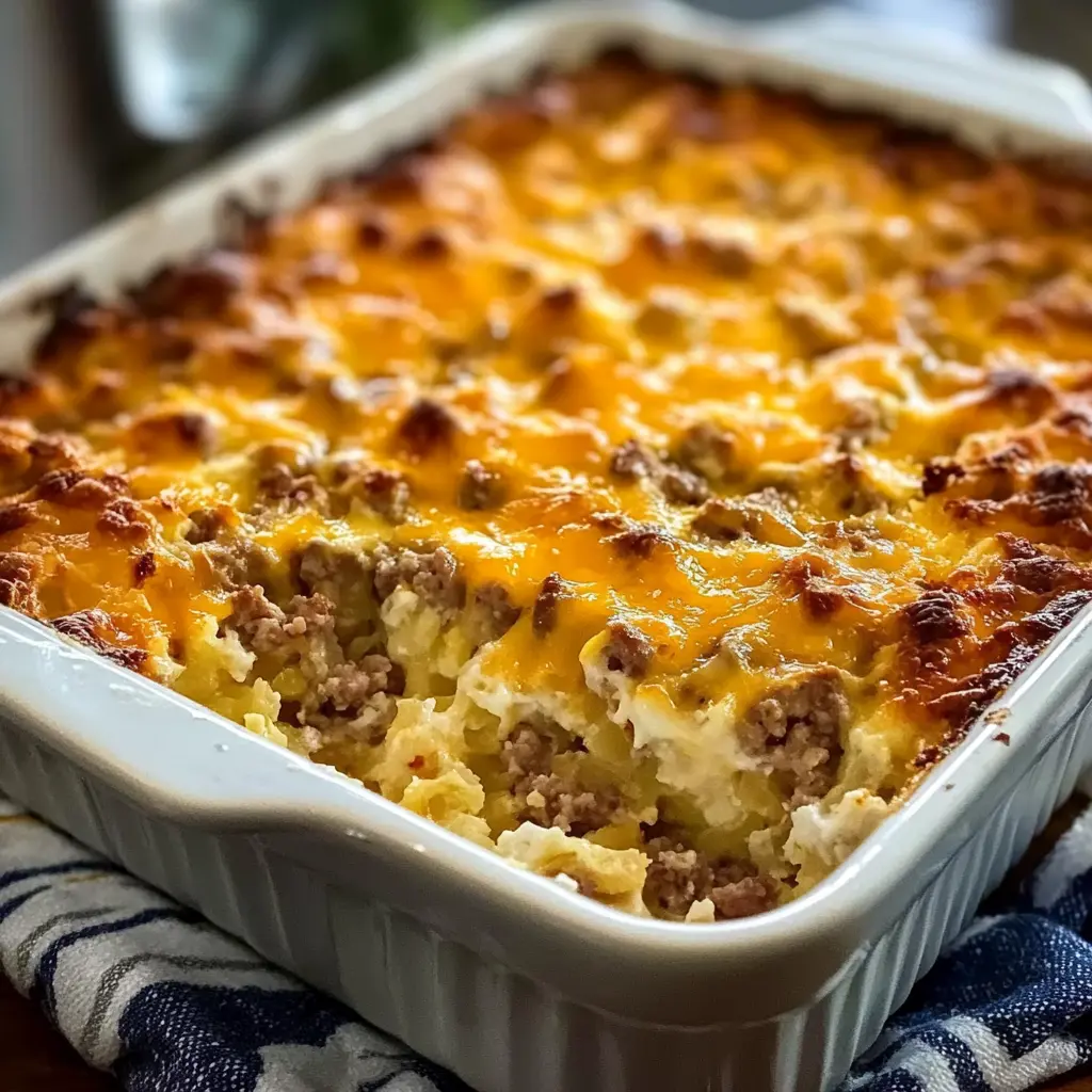 Sausage Hash Brown Breakfast Casserole 7 Ingredients Easy Delicious
