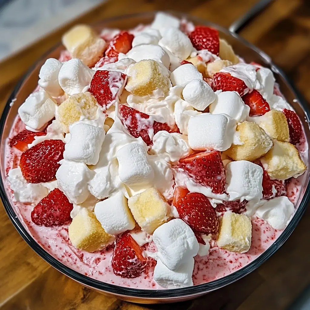 Strawberry Shortcake Fluff Salad 4 Servings Easy Delicious