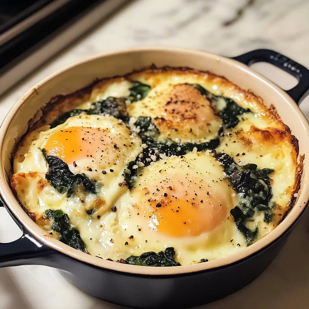 Baked Eggs Florentine 4 Servings Easy Delicious