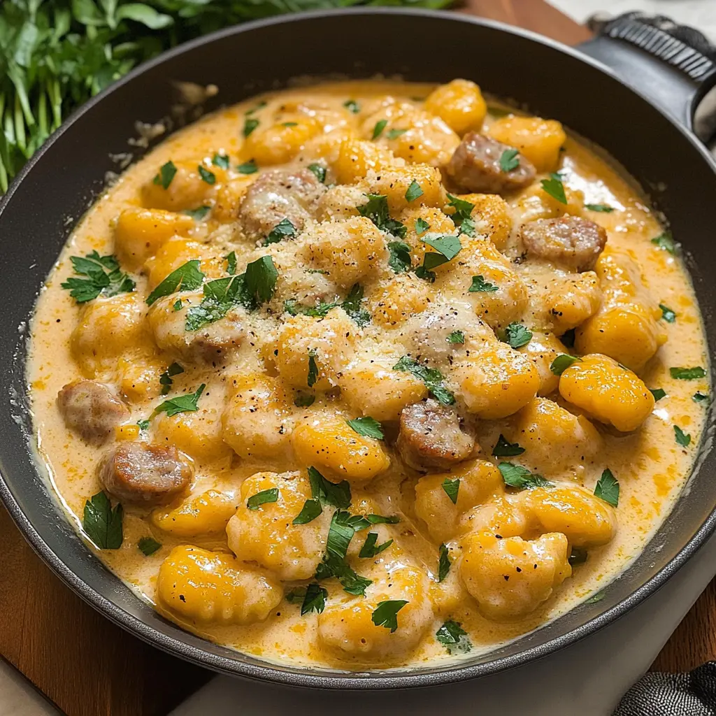 Creamy Butternut Squash Gnocchi with Sausage - 7 Ingredients Supreme Delicious