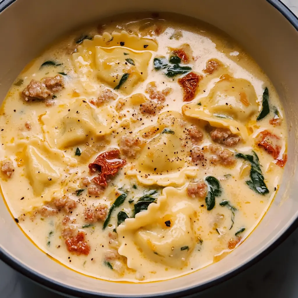 Creamy Tuscan Ravioli Soup 30 Minutes Easy Delicious
