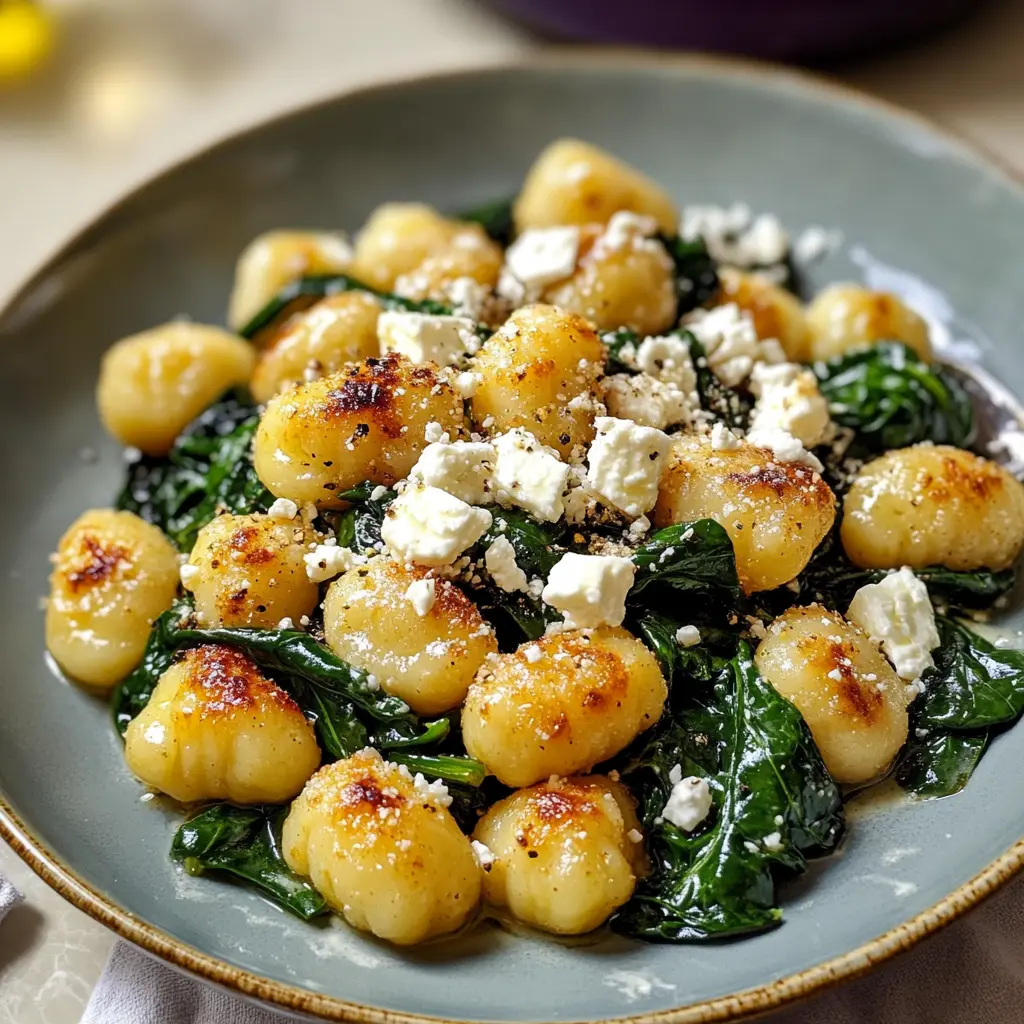 Crispy Gnocchi With Spinach And Feta 4 Servings Easy Delicious