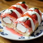 Strawberry Shortcake Sushi Roll Dessert 4 Servings Amazing
