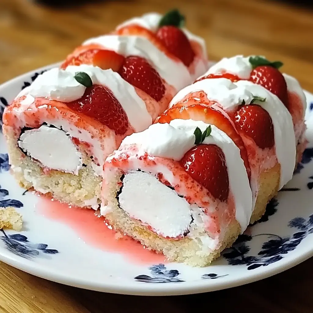 Strawberry Shortcake Sushi Roll Dessert 4 Servings Amazing
