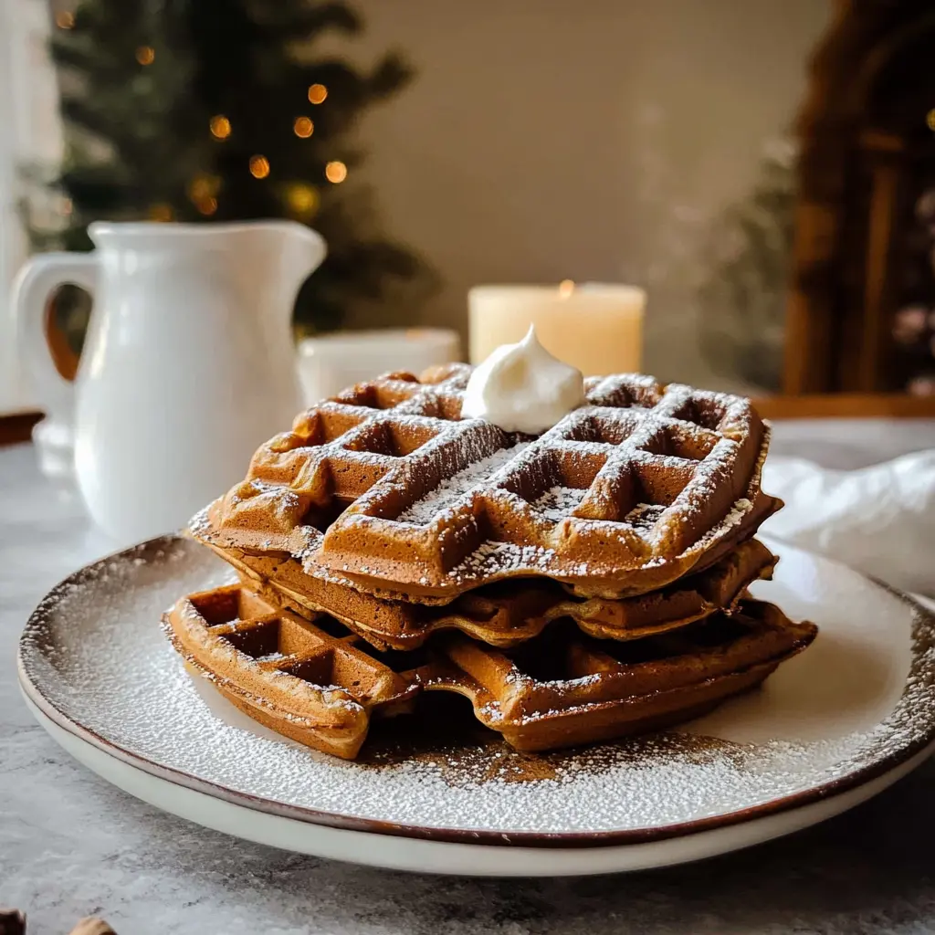 Christmas Morning Gingerbread Waffles 4 Servings Perfect Delicious
