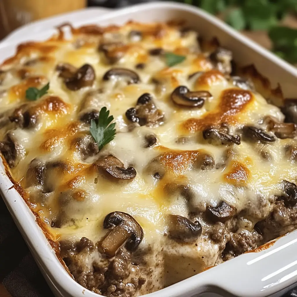 Mushroom and Swiss Burger Casserole 30 Minutes Easy Delicious