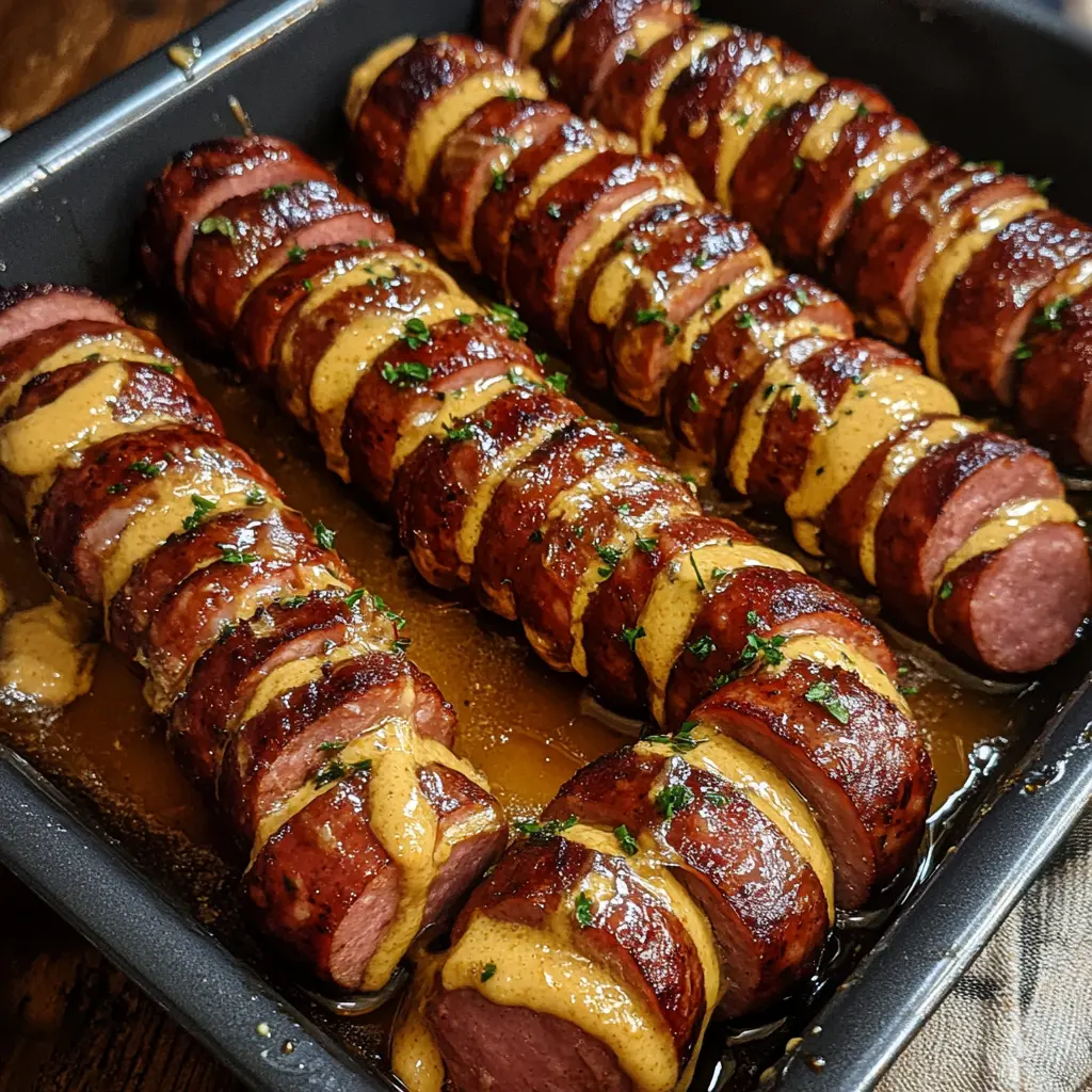 Mustard Hasselback Kielbasa Bites 20 Minutes Easy Delicious