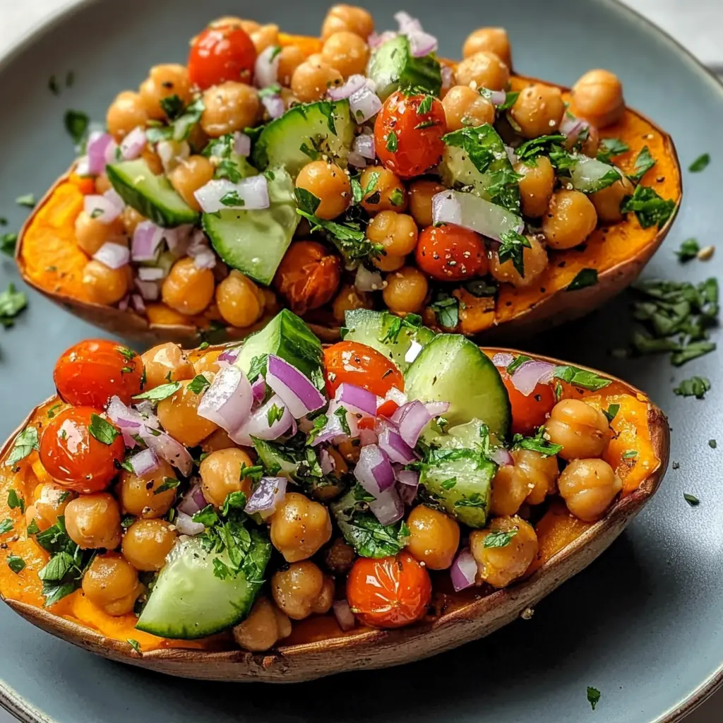Mediterranean Stuffed Sweet Potatoes 4 Servings Perfectly Delicious