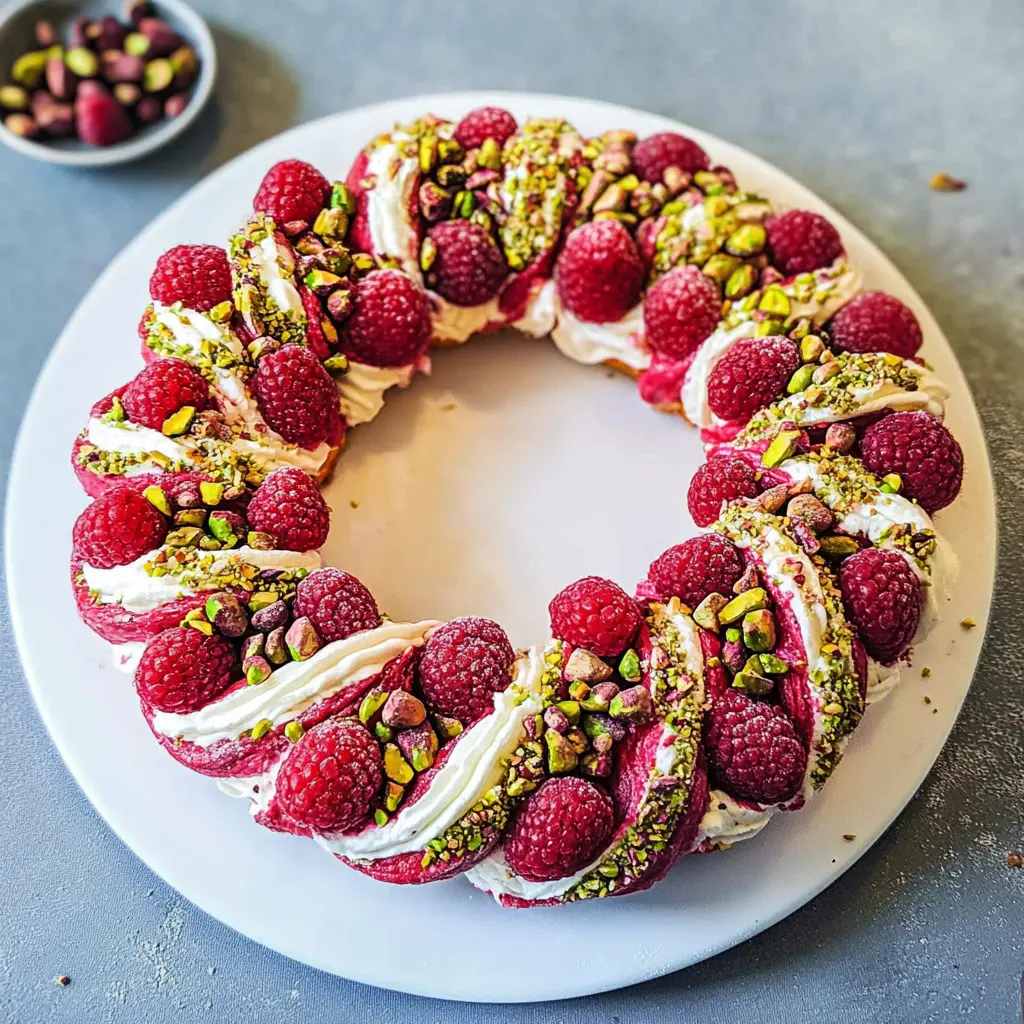 Raspberry and Pistachio Wreath 10 Steps Easy Delicious