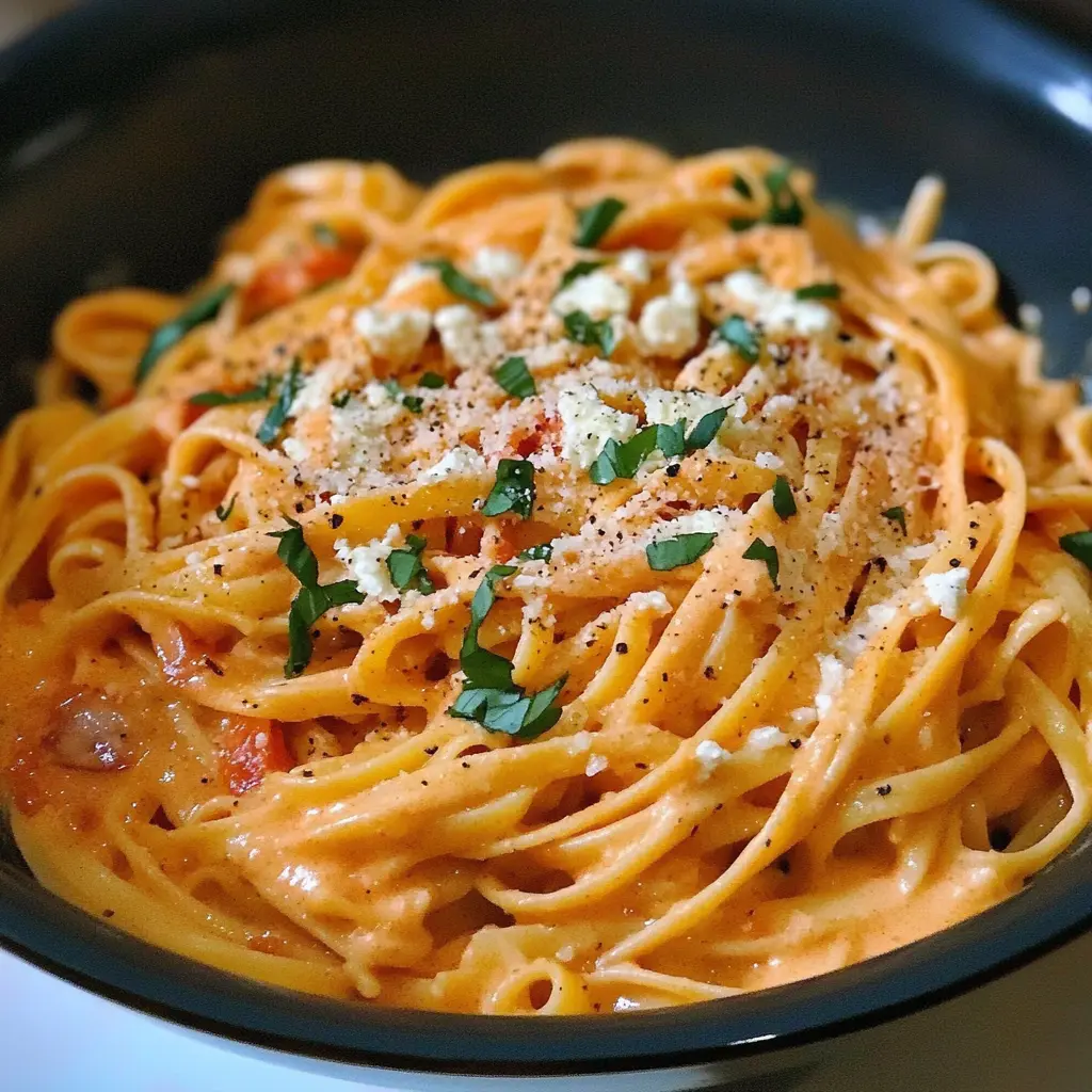 Roasted Red Pepper & Goat Cheese Alfredo 4 Servings Ultimate Delicious