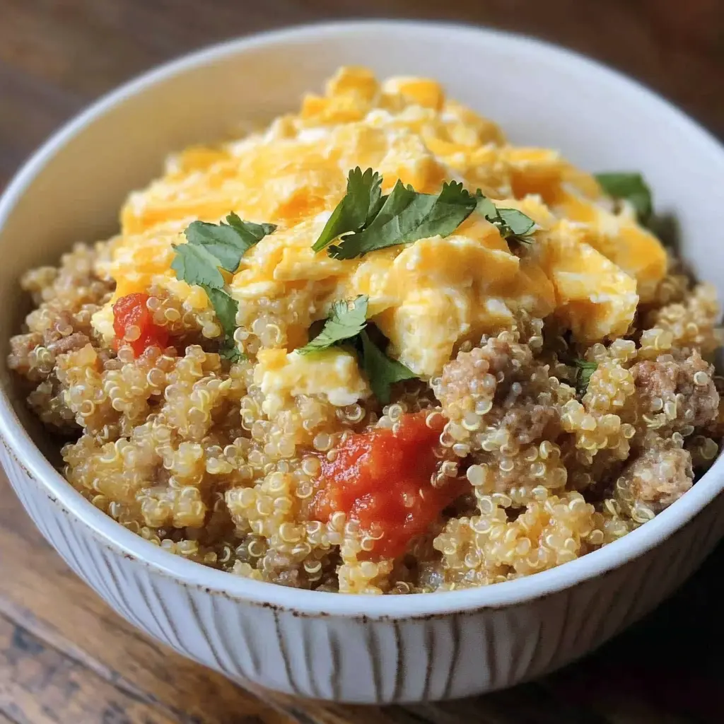 Sausage Cheese Quinoa Breakfast Bowl 4 Servings Easy Delicious
