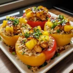 Teriyaki Pineapple Chicken & Rice Stuffed Peppers 30 Minutes Easy Delicious