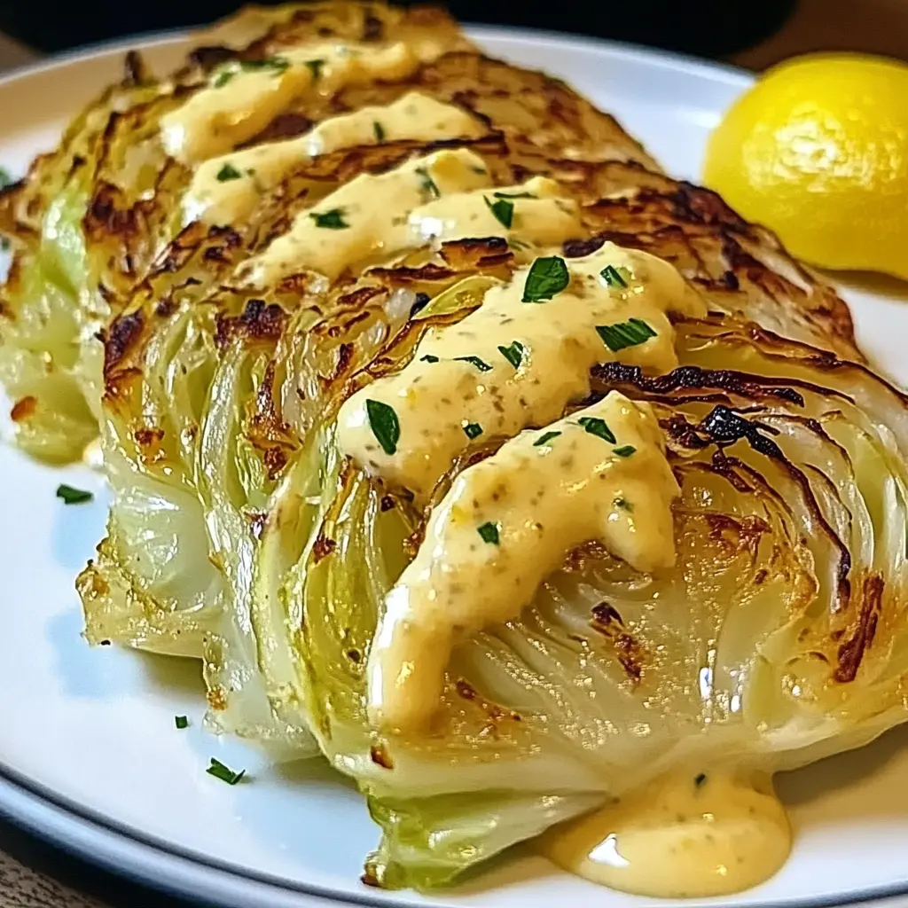 Cabbage Wedges with Onion Dijon Sauce: 4 Servings, Easy, Delicious