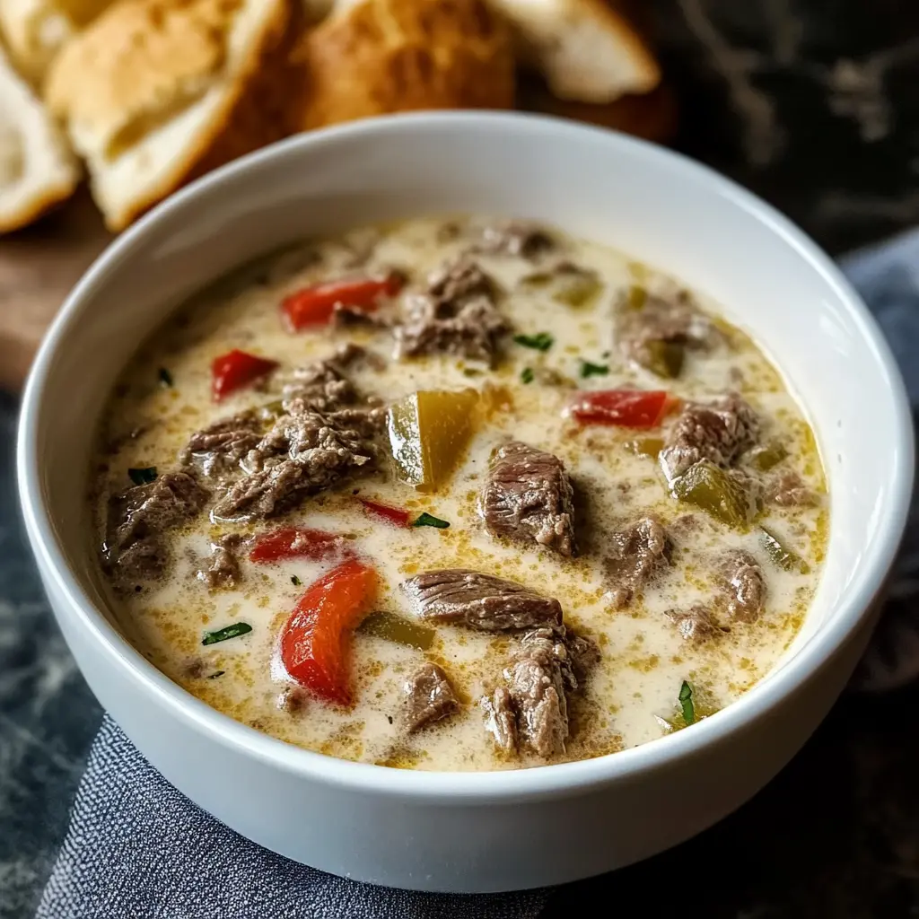 Creamy Philly Cheese Steak Soup 30 Minutes Perfect Delicious