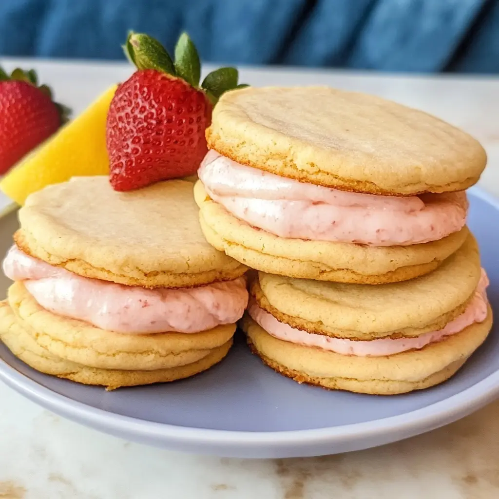Lemon Sandwich Cookies with Strawberry Frosting | 5 Steps | Easy & Delicious