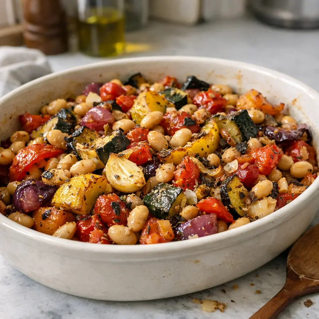 Roasted Vegetable Bake with Cannellini Beans - 30 Minutes Easy Delicious