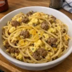 Sausage Egg & Cheese Breakfast Spaghetti 5 Steps Amazing