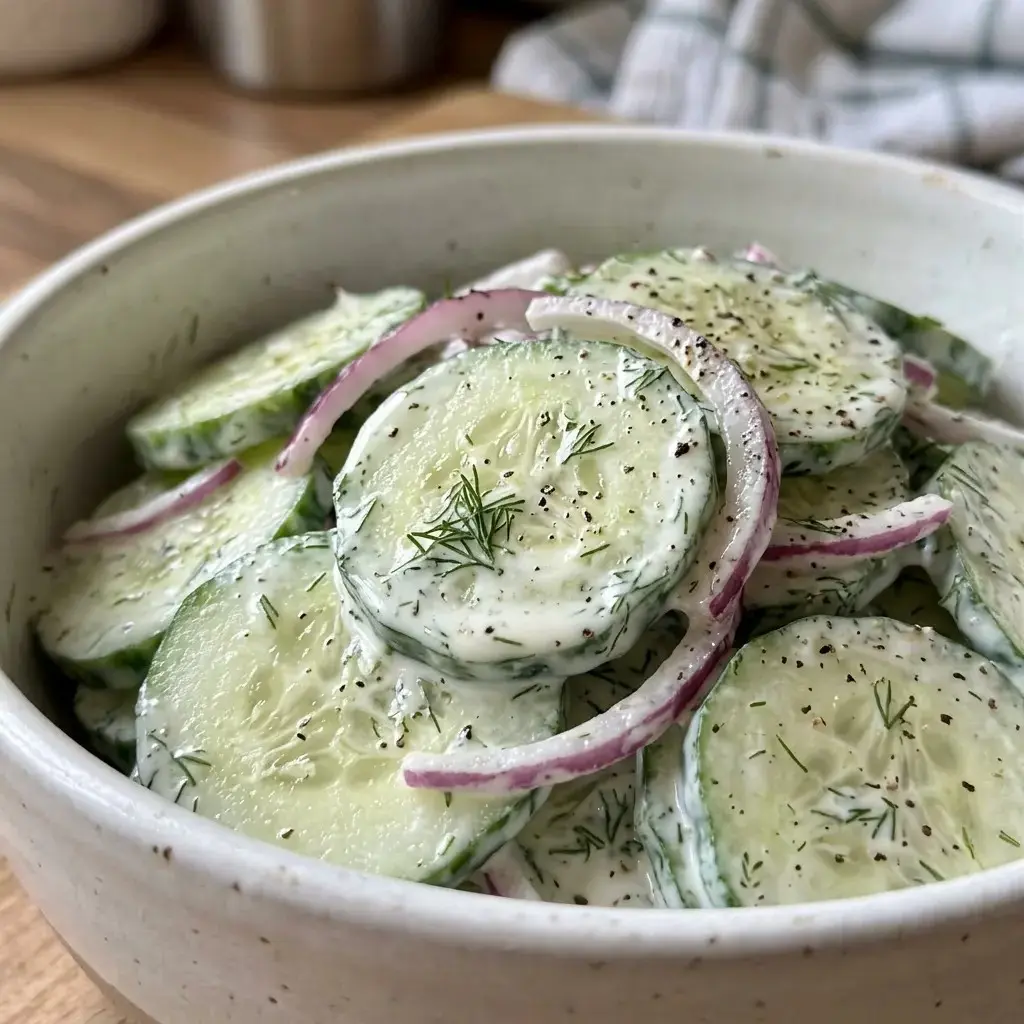 Creamy Cucumber Salad 4 Servings Easy Delicious