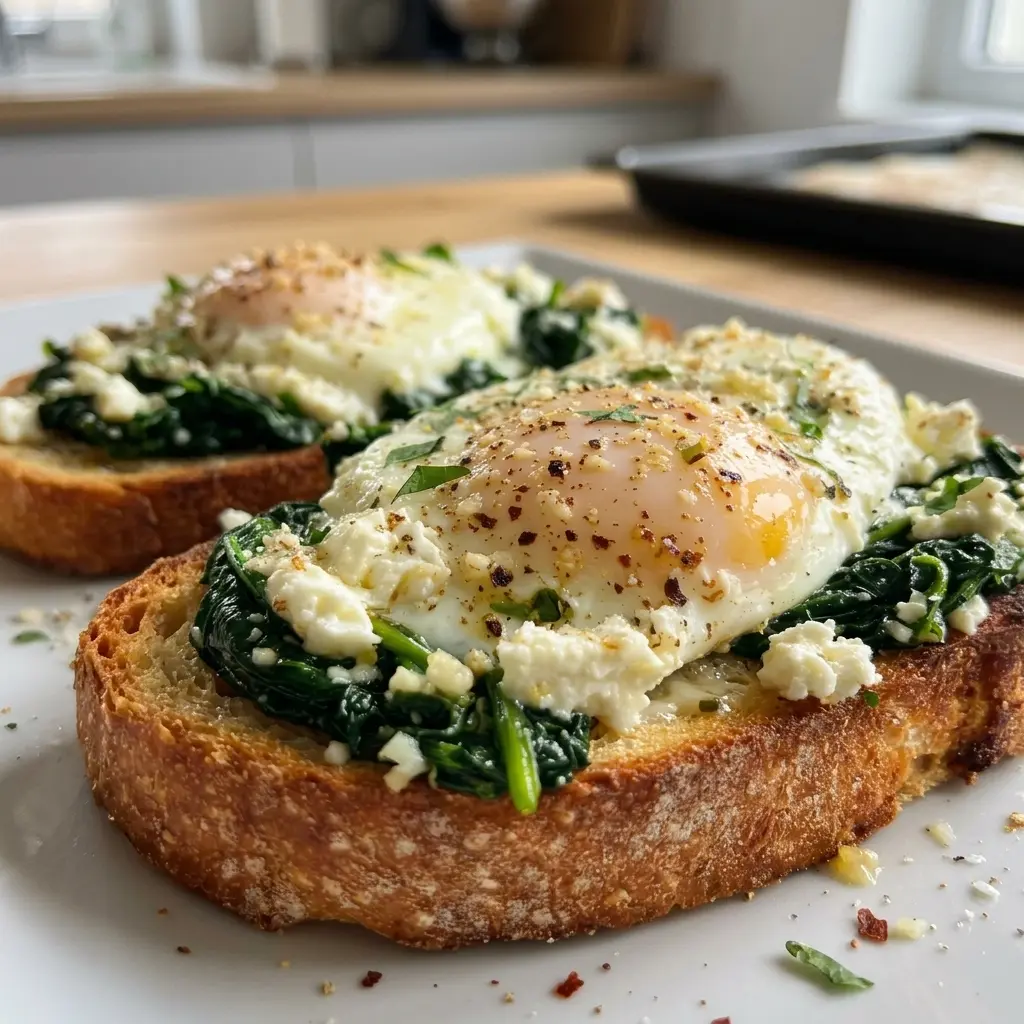 Spinach and Feta Egg Toast 4 Ingredients Easy Delicious